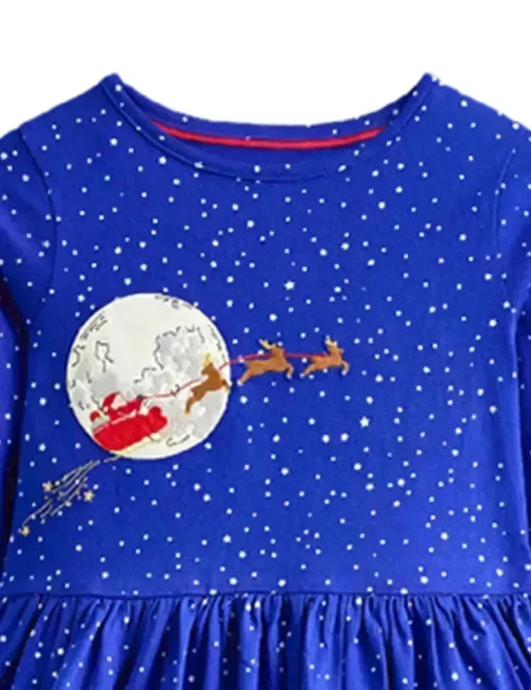 Christmas Santa Claus Bunny Appliqué Dress