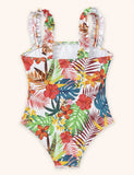 Leaf Print Ruffle Edge Swimsuit