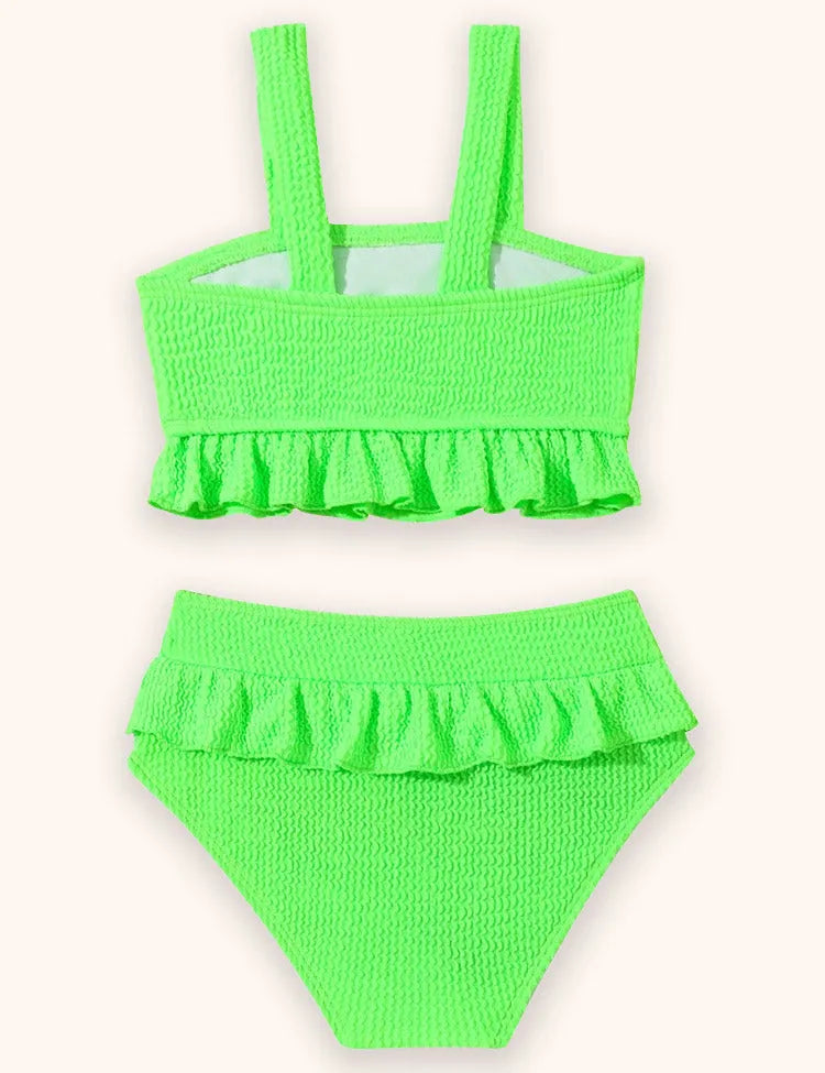 Fluorescent Color Split Swimsuit