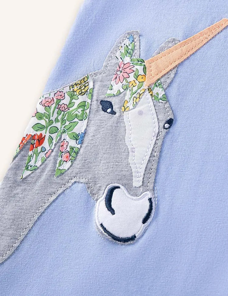 Rochie de aplicare a unicornului de desene animate