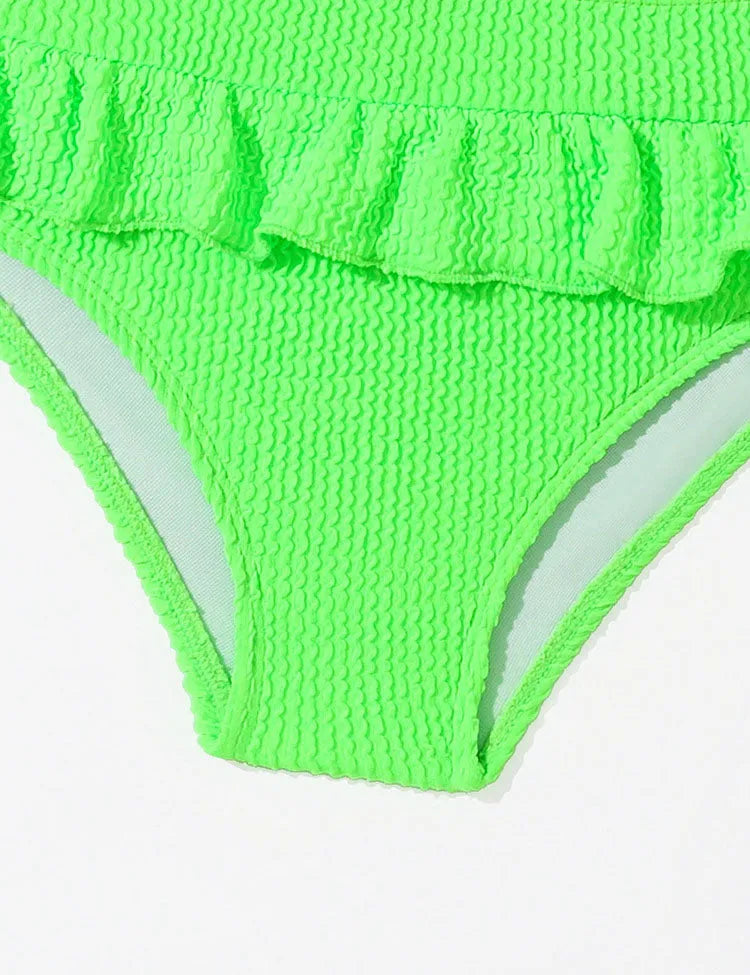 Fluorescent Color Split Swimsuit