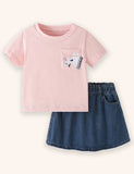 Pony Denim Skirt Set