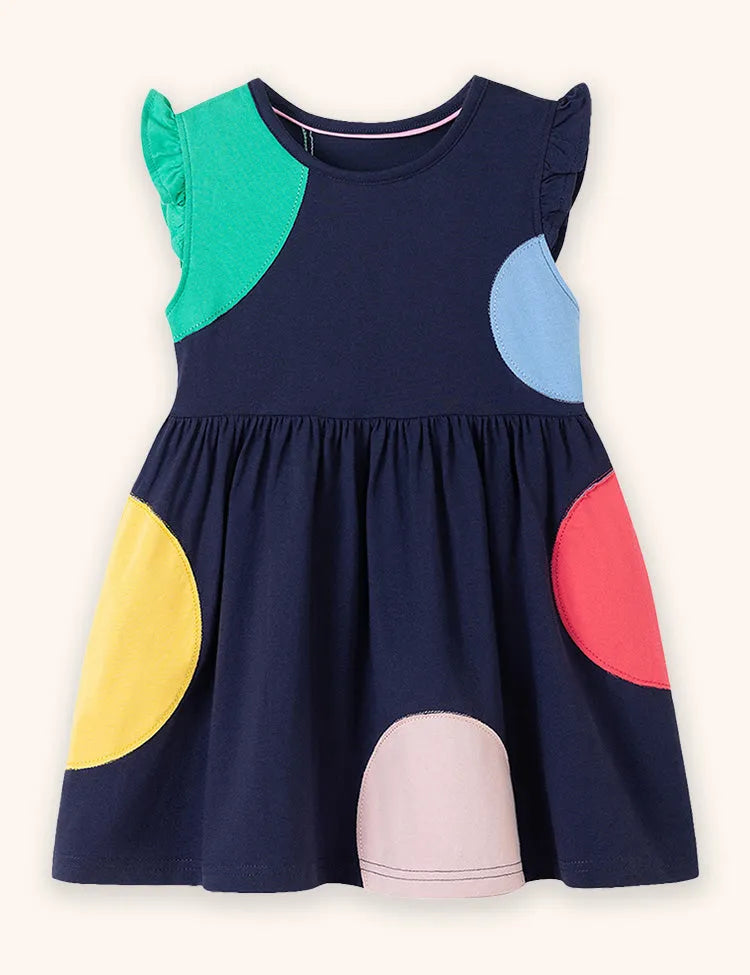 Χρώμα Polka Dot Applique φόρεμα