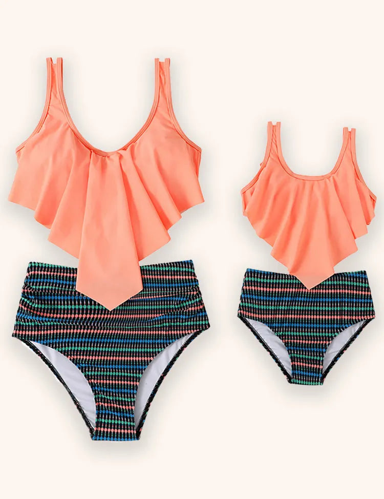 Parent-child high-waisted bikini swimsuit