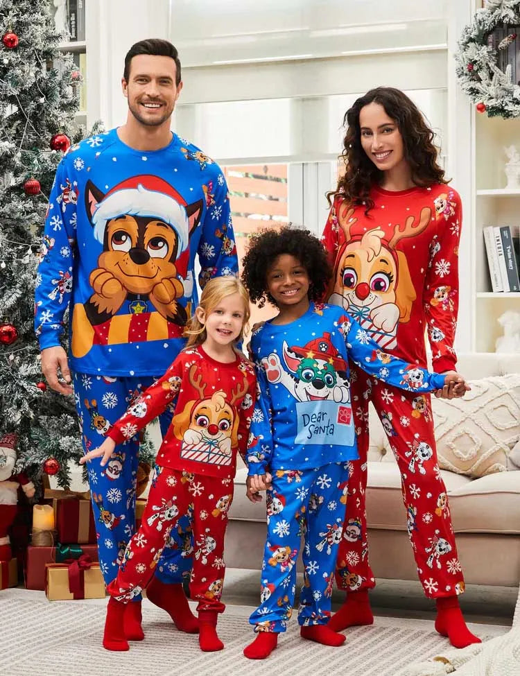 PAW Patrol Christmas Family Matching Chase and Marshall Pajamas Sets