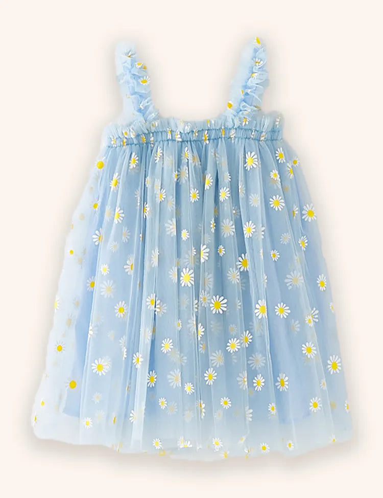 Sweet Flower Embroidered Tulle Dress