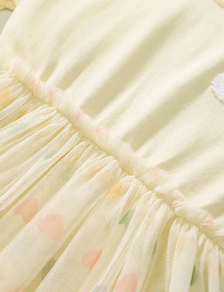 Fluffy Rainbow Appliqué Heart Tulle Dress