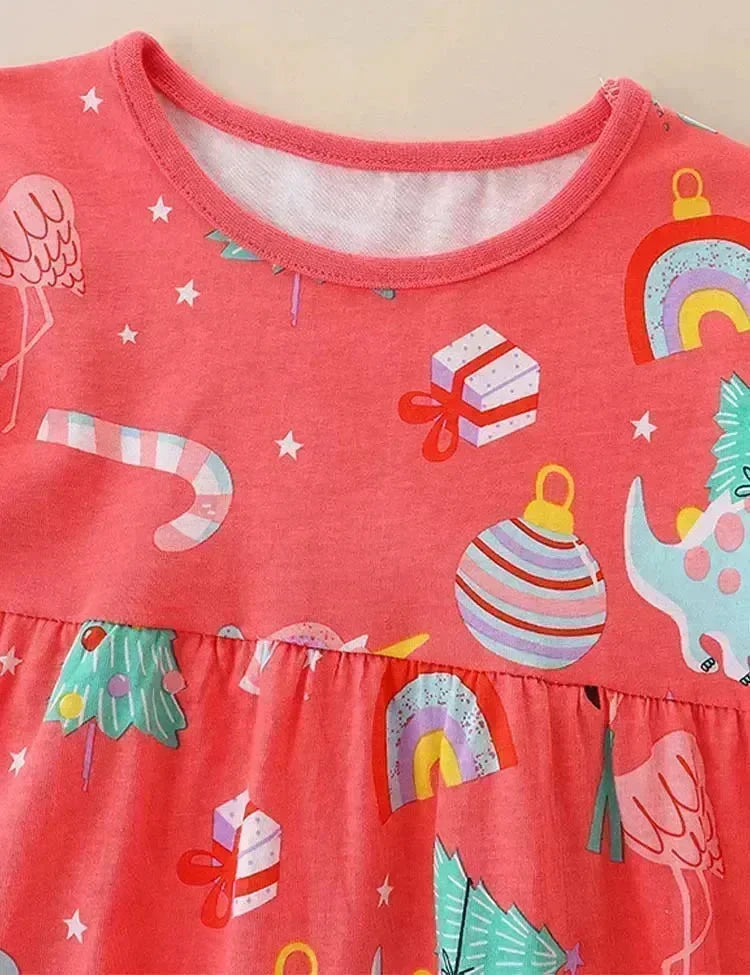 Vestido Estampado Unicórnio Natalino