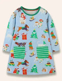 Vestido estampado amigo animal natalino