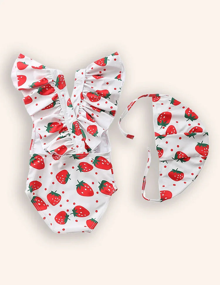 Striped One-piece Swimsuit Set