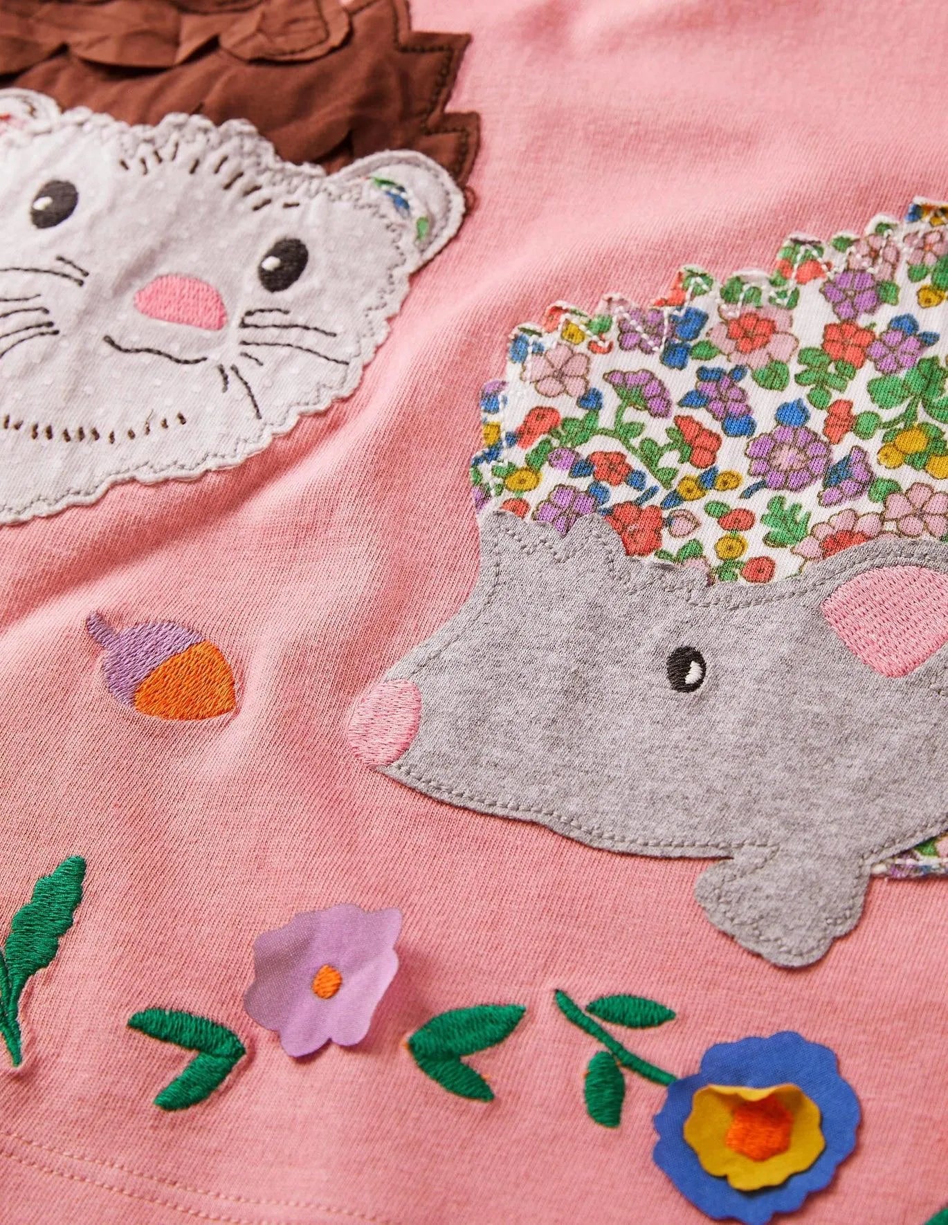 Cartoon Hedgehog Appliqué Dress - Mini berni