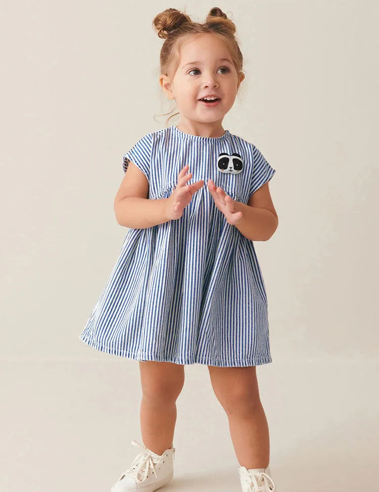 Cute Panda Striped Vest Dress