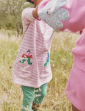 Cartoon Frog Appliqué Striped Dress