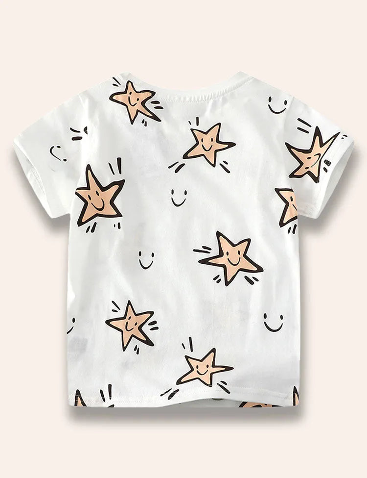 Tegneserie stjerne trykt t-shirt