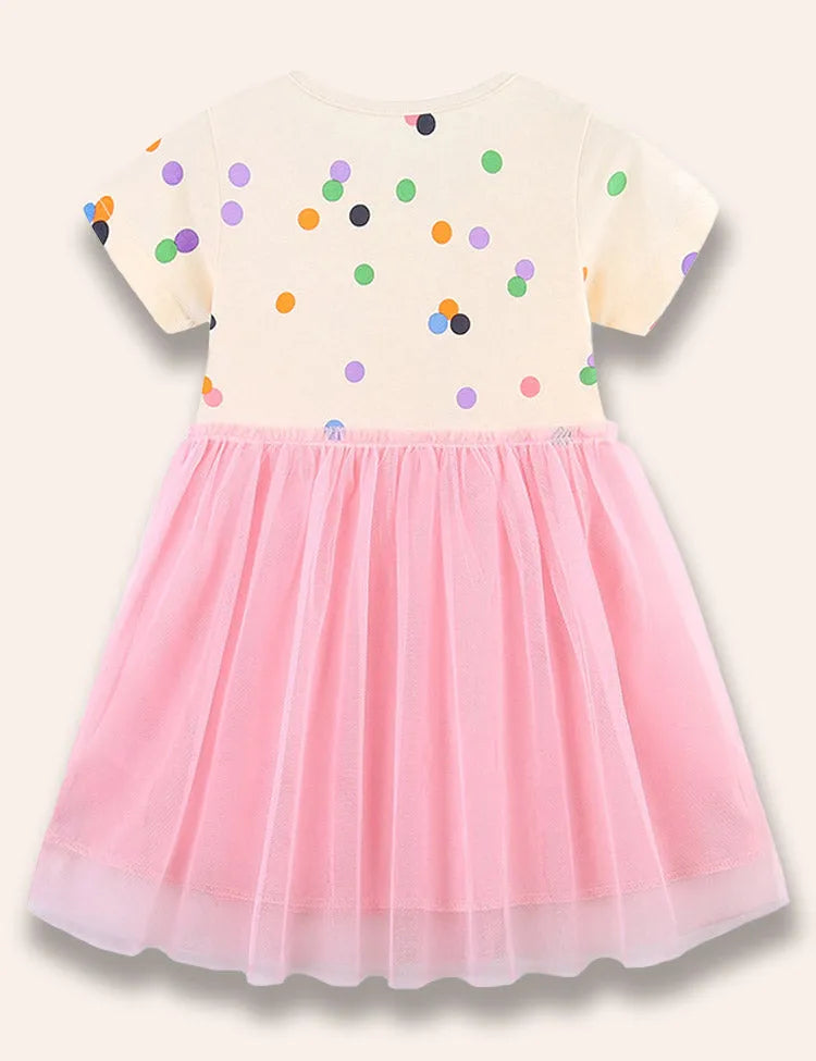Polka Dotted Printed Tulle Dress
