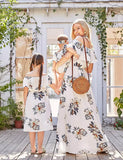 Mom & Me Off-Shoulder Flower Chiffon-jurk