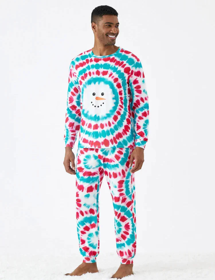 Christmas Snowman Print Family Matching Colorful Pajamas Sets