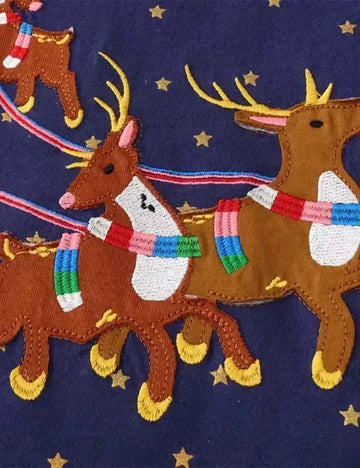 Julemanden Santa Claus Reindeer Appliqué kjole