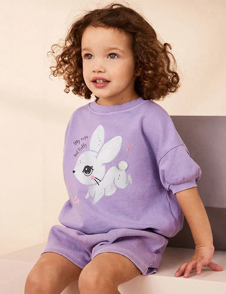 Cartoon Rabbit Printed T-Shirt Set