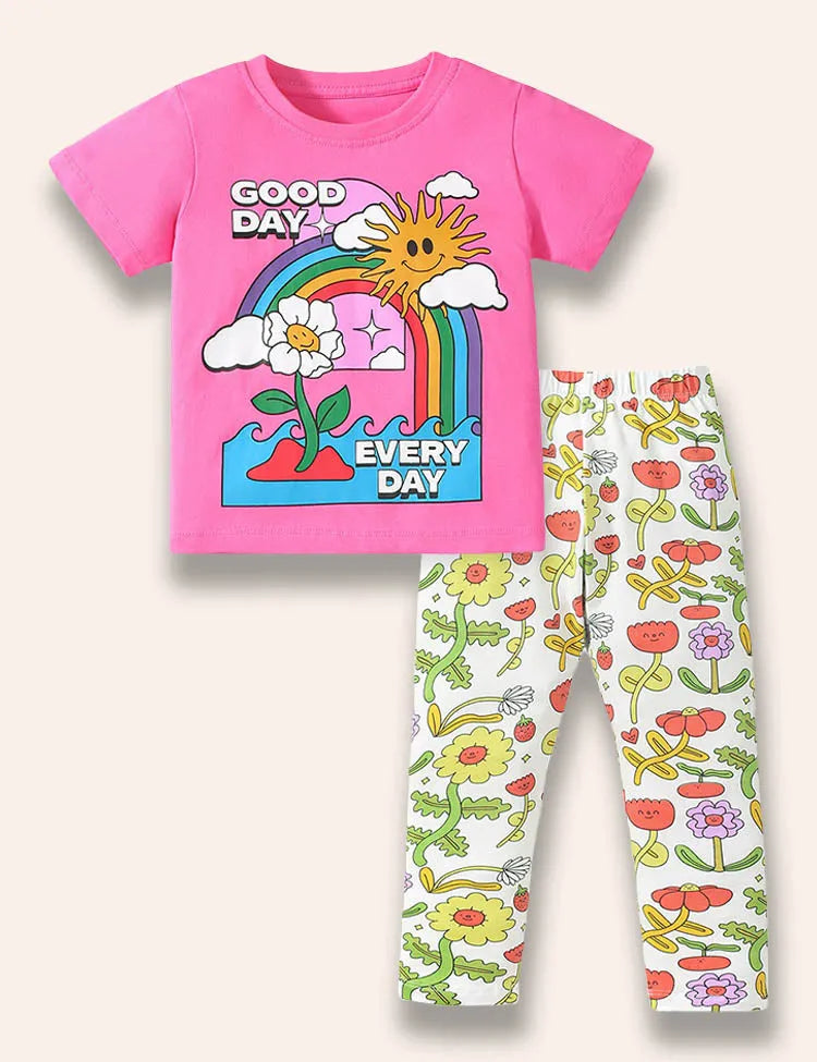 Set de tricou tipărit de curcubeu
