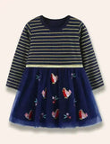 Christmas Birdy Appliqué Tulle Dress