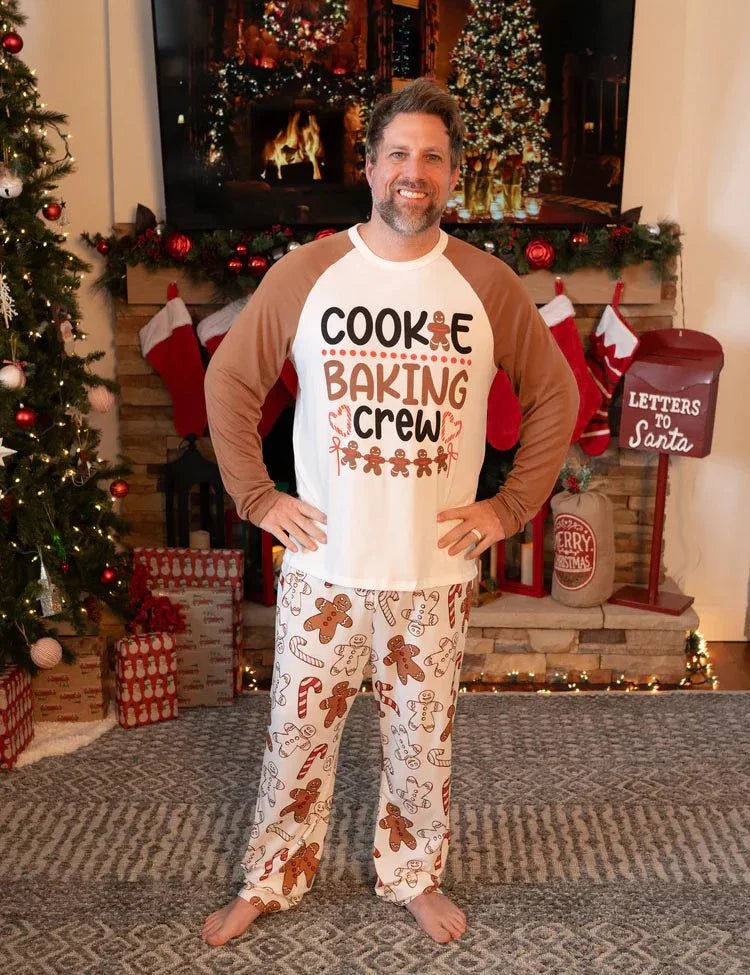 Christmas Family Matching Letter and Gingerbread Man Print Long-sleeve Pajamas Sets