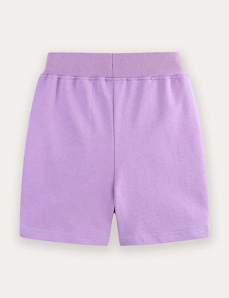 Flower Embroidered Cotton Shorts