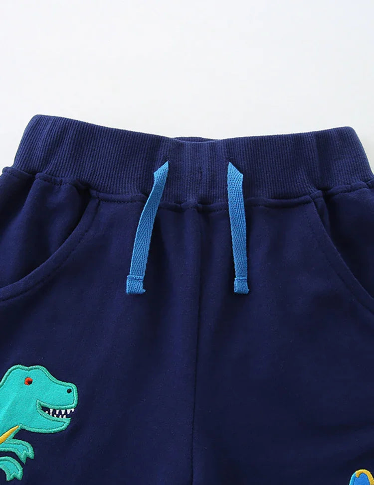 Cartoon Dinosaur Applique Shorts