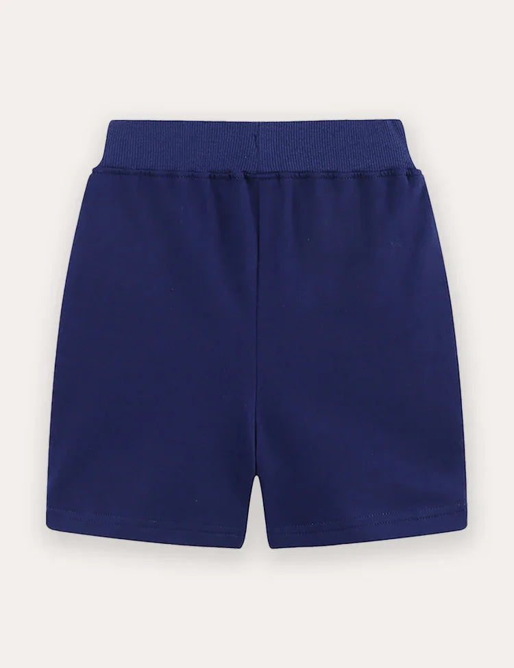 Shark Embroidered Cotton Shorts