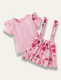 Easter Cartoon Bunny Tulle T-Shirt+Bunny Printed Strap Dress - Mini Taylor