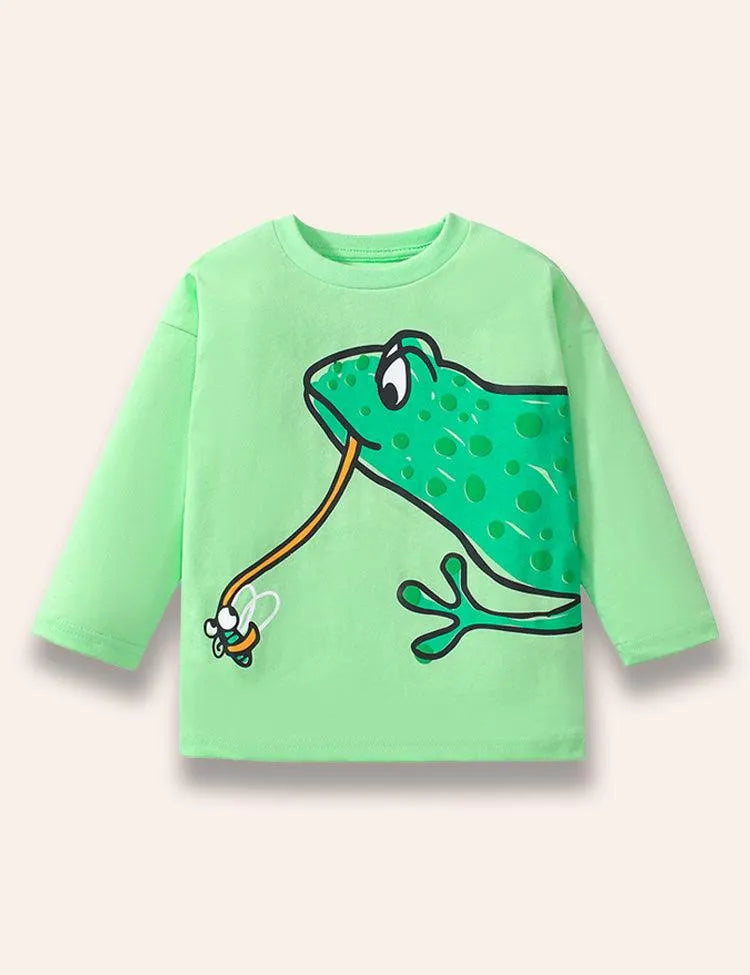 Cartoon Frog Printed Long Sleeve T-Shirt - Mini Taylor
