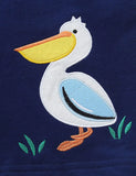 Cartoon Pelican Embroidered Cotton Shorts