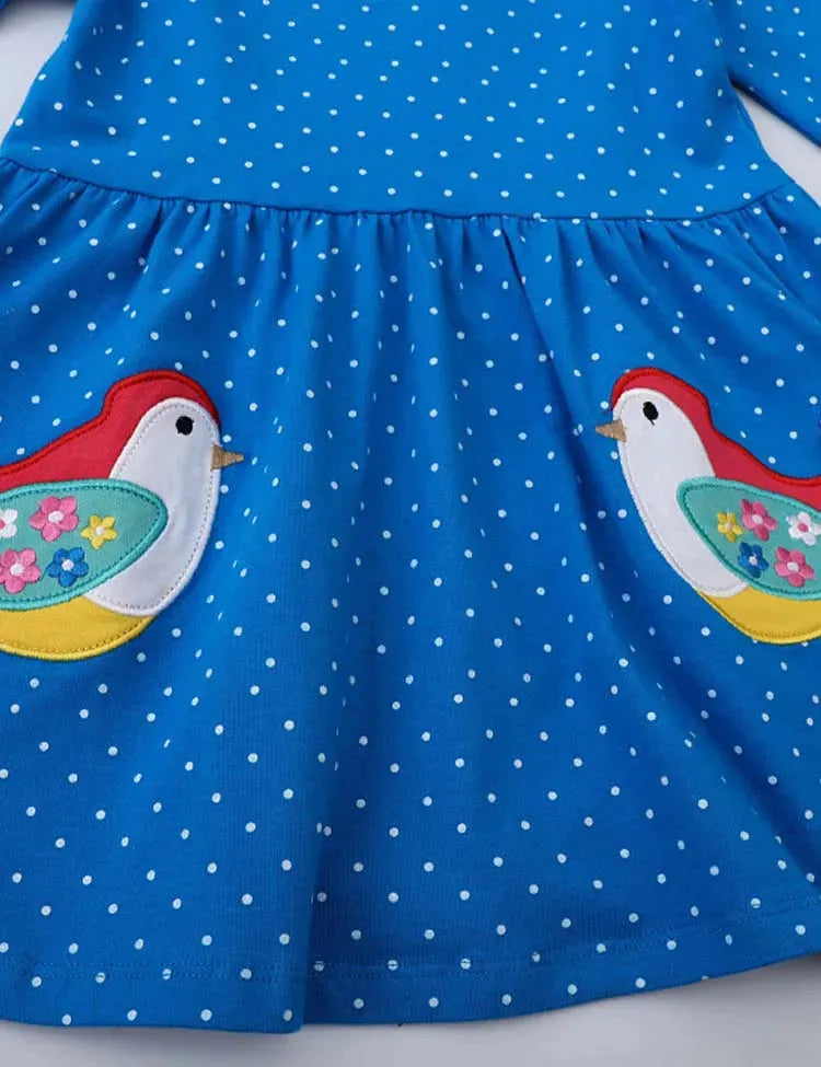 Lovely Bird Dotted Sweatshirt Dress