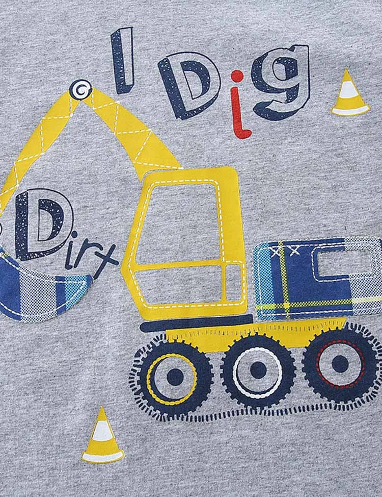 Excavator Plaid Print T-Shirt And Shorts Set