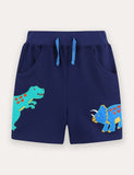 Cartoon Dinosaur Applique Shorts