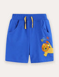 Cartoon Lion Embroidered Shorts