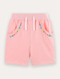 Flower Embroidered Cotton Shorts
