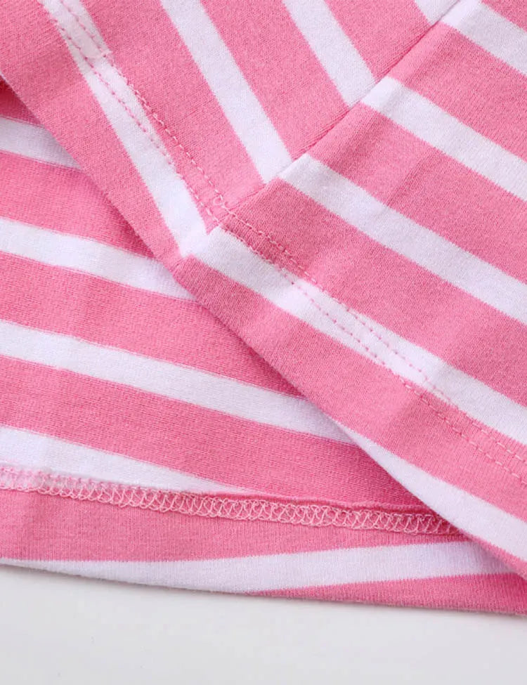 فستان مخطط مكشكش مزين بأشكال أرنب بني