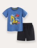 Excavator Printed T-Shirt and Shorts Set
