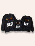 Halloween Cat trykt glødende familie matchende sweatshirt