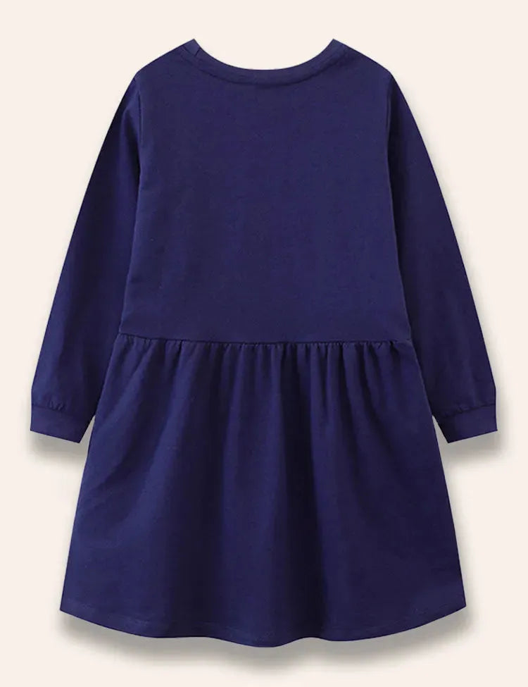 Little Cartoon Partten Embroidered Dress