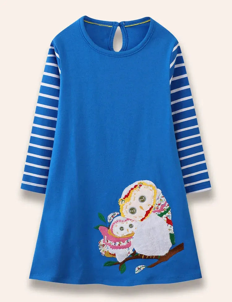 漫画フクロウアップリケドレス