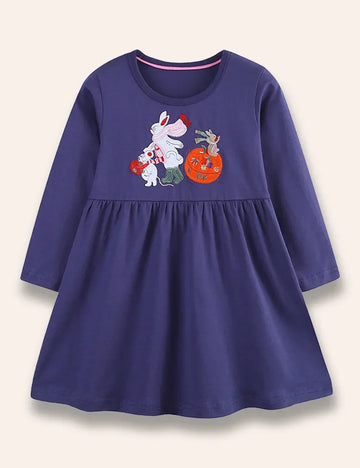 Halloween Cartoon Animal Appliqué Dress