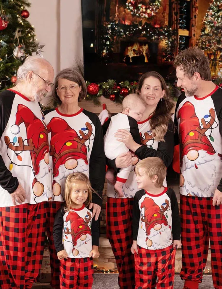 Christmas Family Matching Santa Print Raglan Sleeves Pajamas Sets