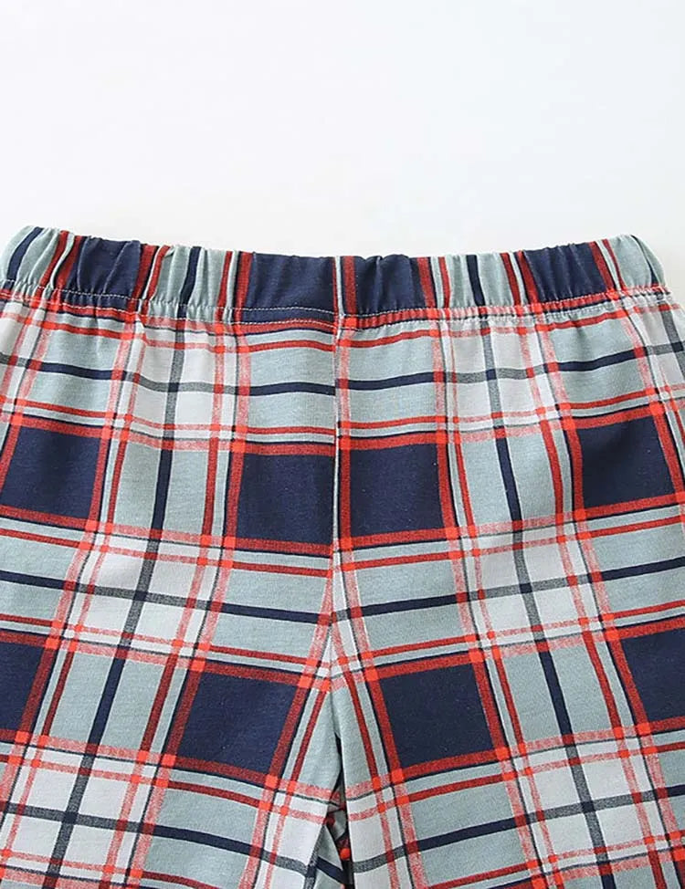 Truck Plaid Applique T-Shirt and Shorts Set