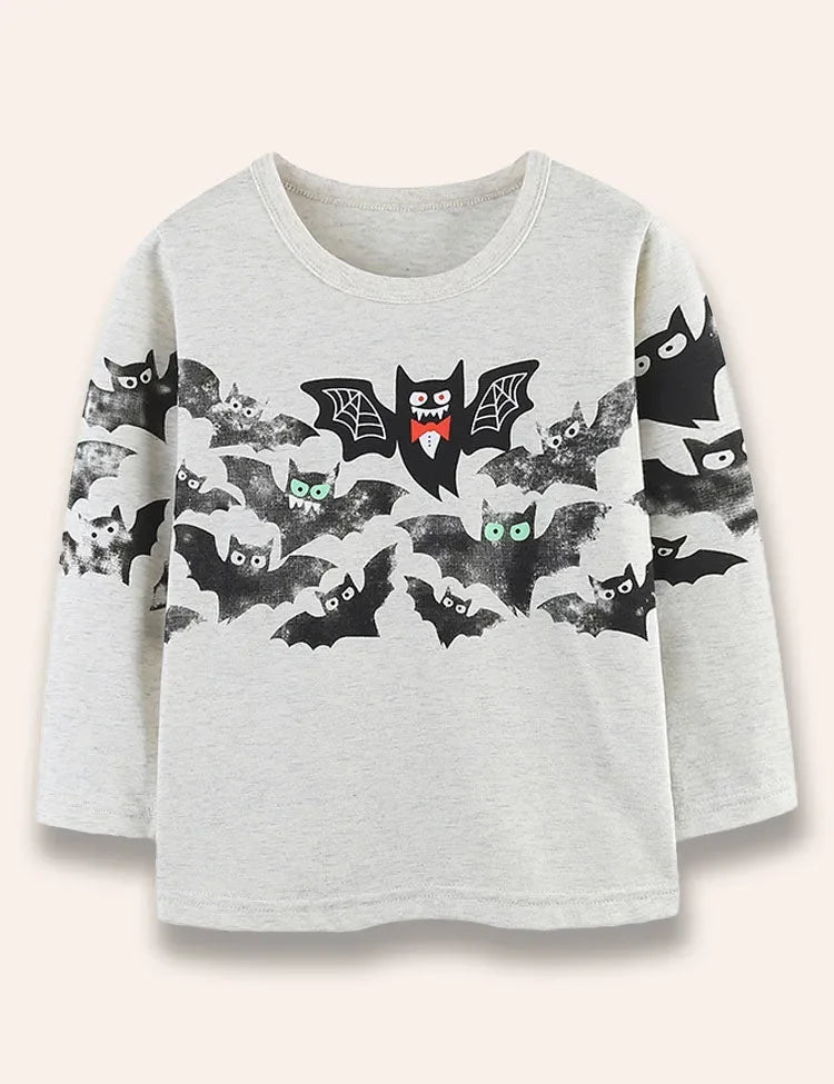 Halloween Multi Bat trykt langærmet T-shirt