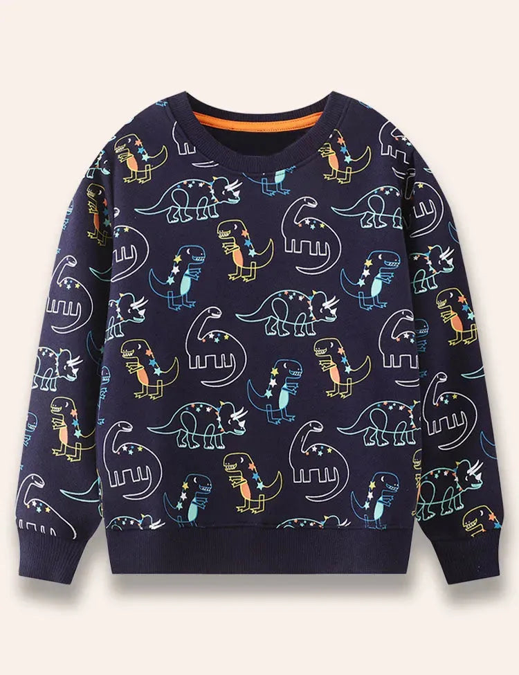 Multi Starry Dinosaur Printed Sweatshirt