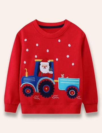 Julemanden Santa Claus Truck Appliqué Sweatshirt