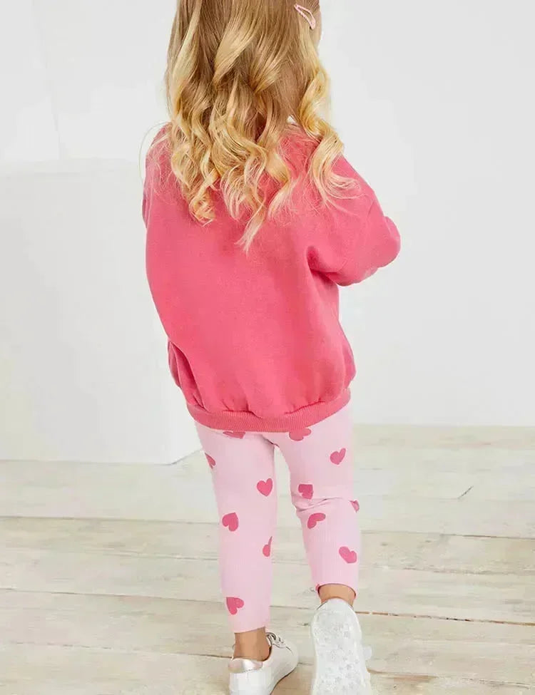 Heart Printed Sweatshirt Set