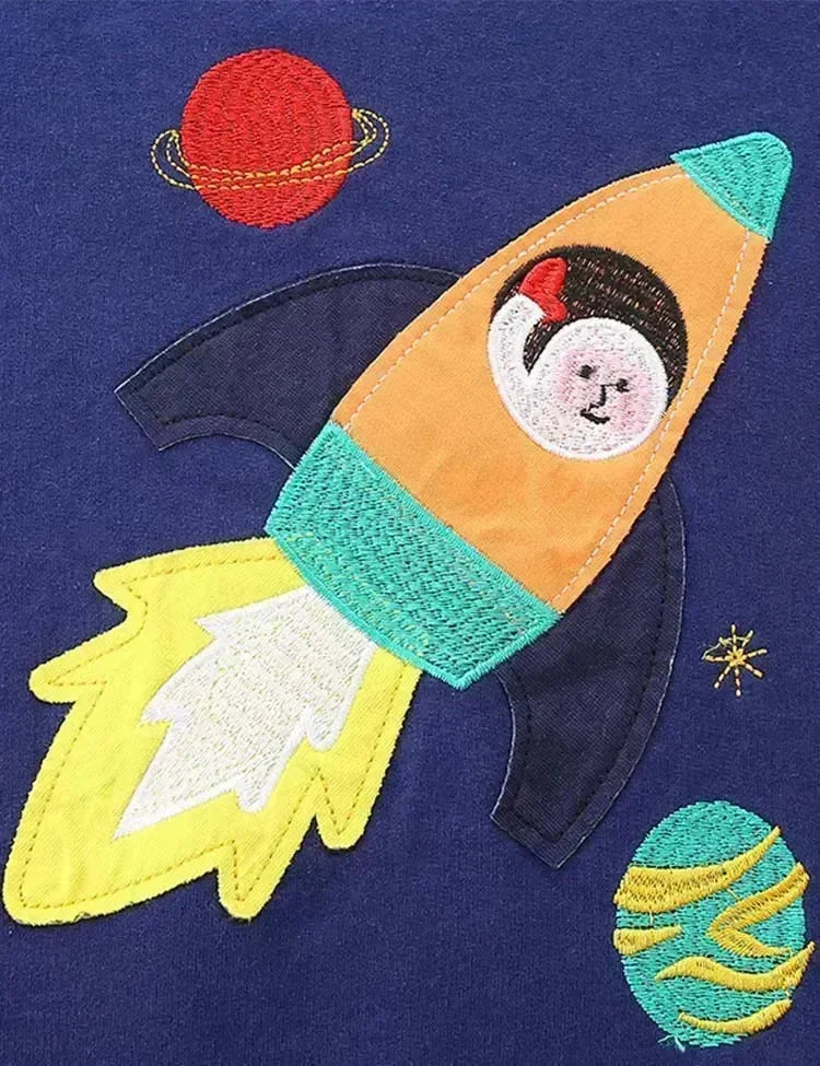 סווטשירט של Astronaut Rocket Applique